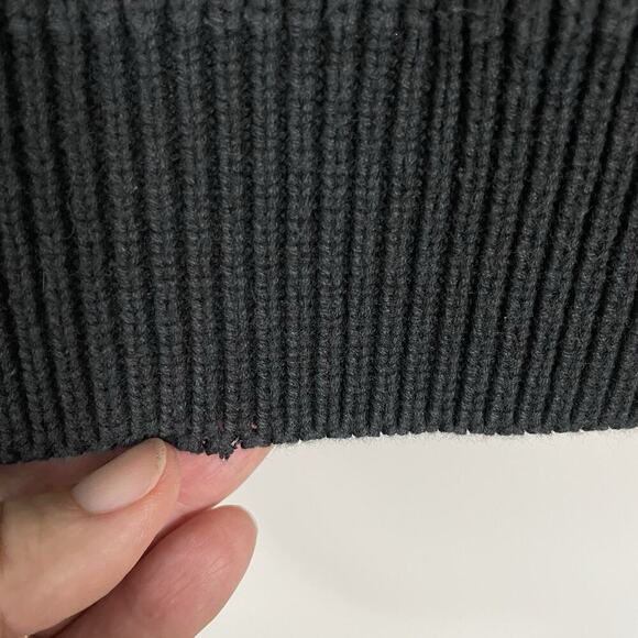 Scotch & Soda Sweater Mens Medium Charcoal Quilted Shoulder Ribbed Heavy Preppy - Picture 11 of 12